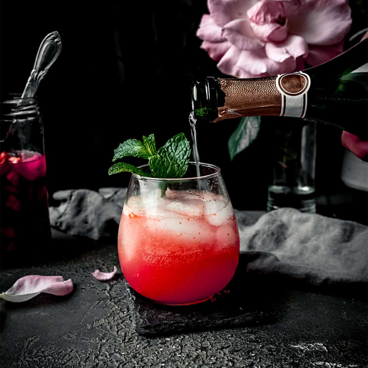 Rhubarb and Rose Gin Fizz